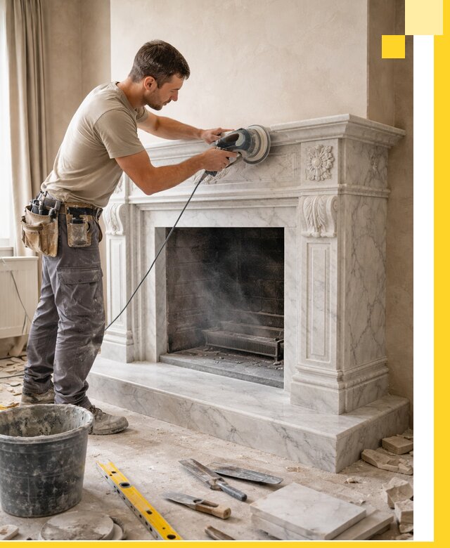 Изготовление и установка мраморных каминов в Бирске под ключ