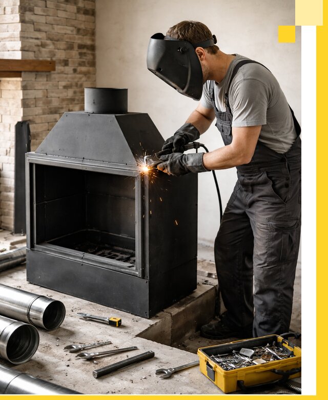 Продажа и установка металлических каминов в Бирске под ключ