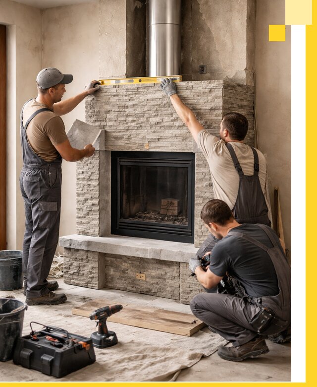 Профессиональный монтаж каминов под ключ в Бирске для дома