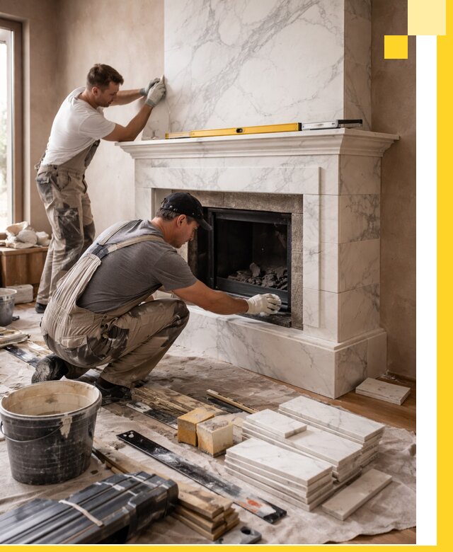 Отделка каминов в Бирске качественные облицовочные работы