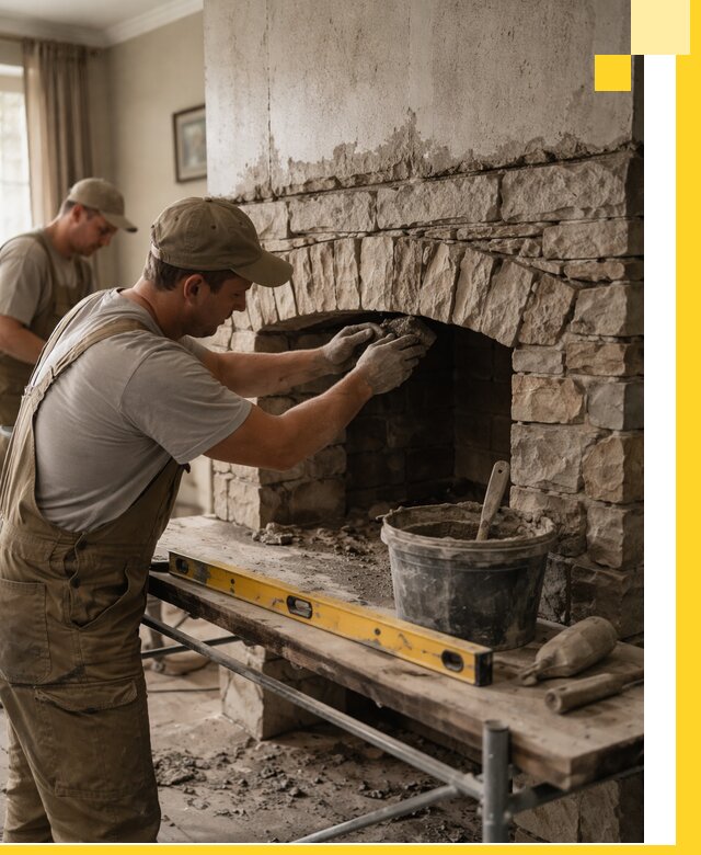 Изготовление каминов под ключ в Бирске, монтаж и отделка