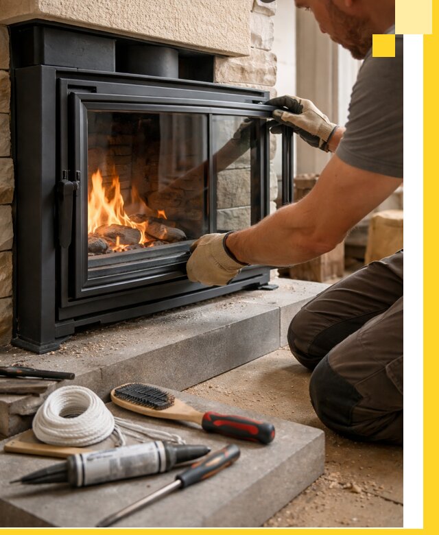 Производство, монтаж и доставка каминов со стеклом в Бирске