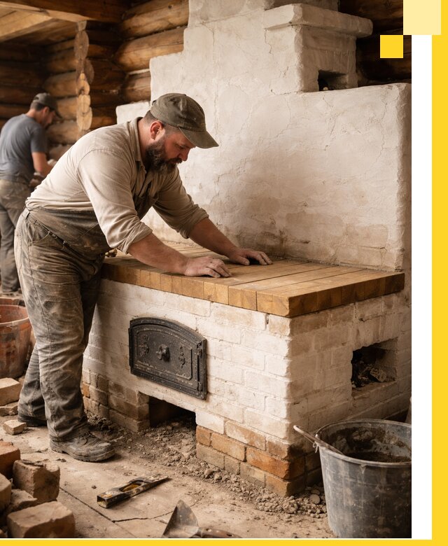 Проектирование и установка русской печи с лежанкой в Бирске