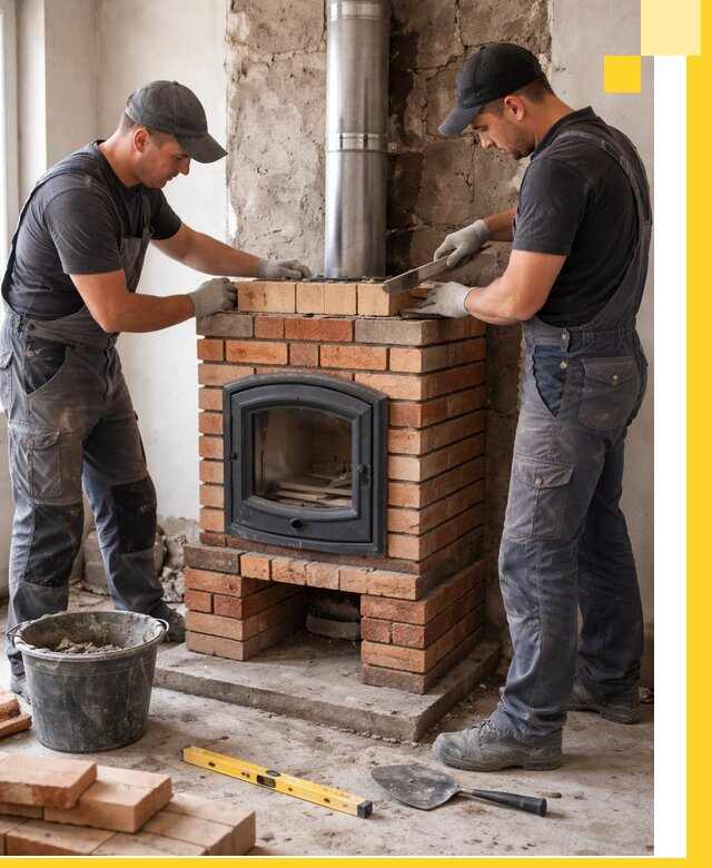 Монтаж печи камина под ключ в Бирске с гарантией и пусконаладкой