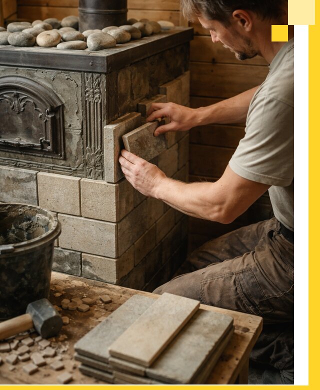 Облицовка банных печей в Бирске профессиональная отделка