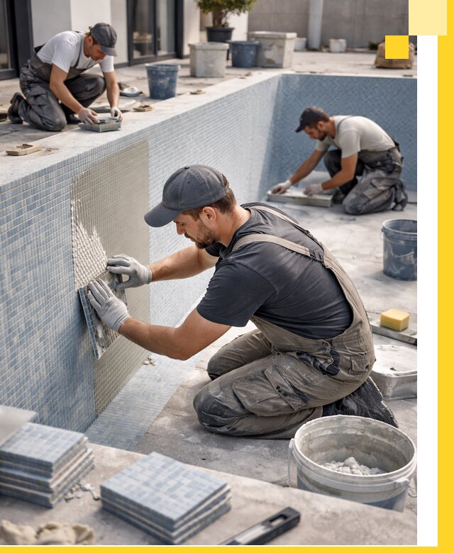 Облицовка бассейнов в Бирске плитка мозаика гидроизоляция