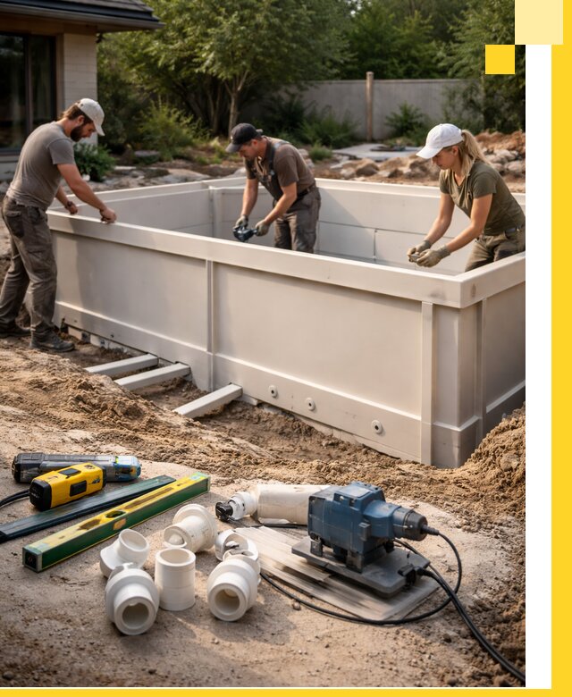 Установка полипропиленовых бассейнов под ключ в Бирске