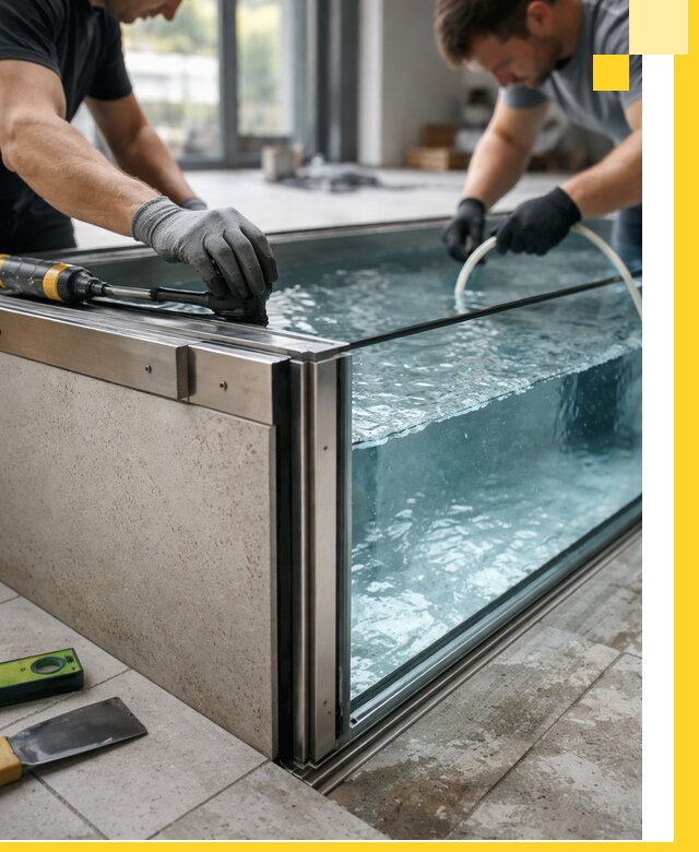 Проектирование и монтаж стеклянных бассейнов в Бирске