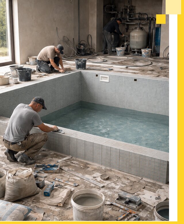 Строительство и монтаж бассейнов в помещении в Бирске