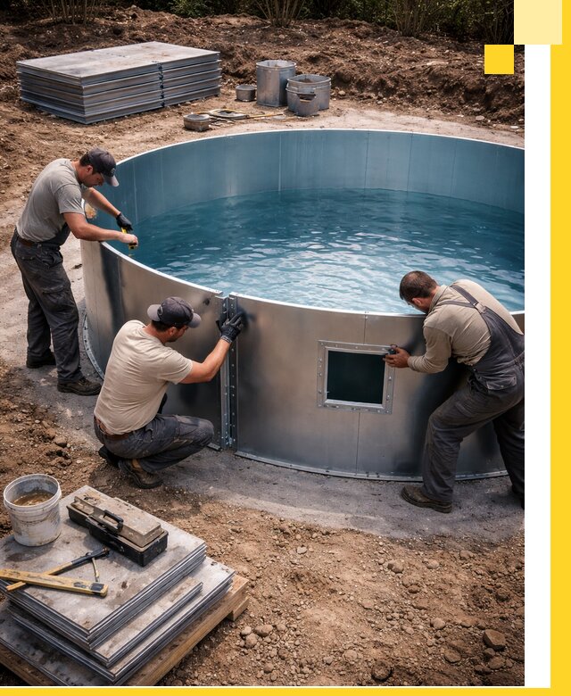 Круглые бассейны под ключ в Бирске проектирование и монтаж