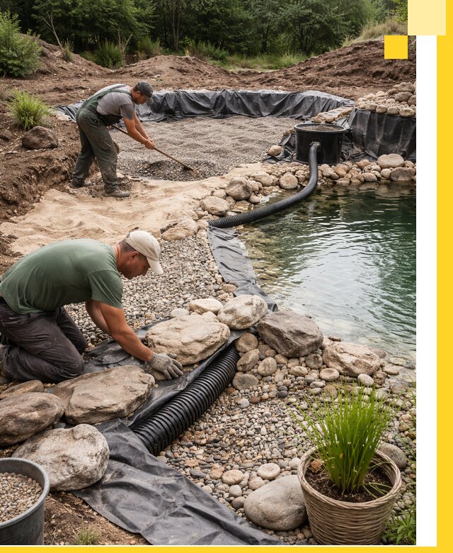 Строительство природных бассейнов и озер в Бирске под ключ