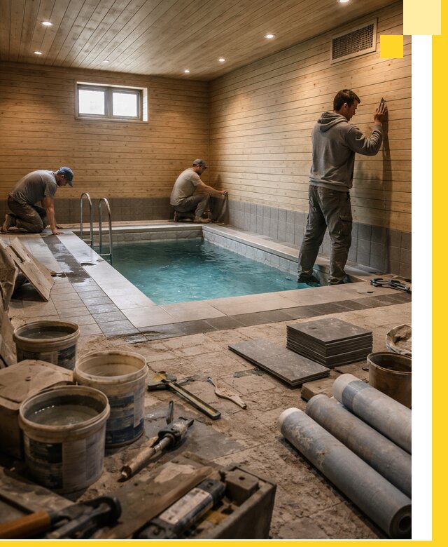 Строительство бани с бассейном и сауной под ключ в Бирске