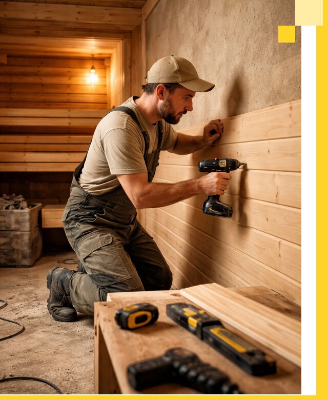 Профессиональная внутренняя отделка бани в Бирске под ключ