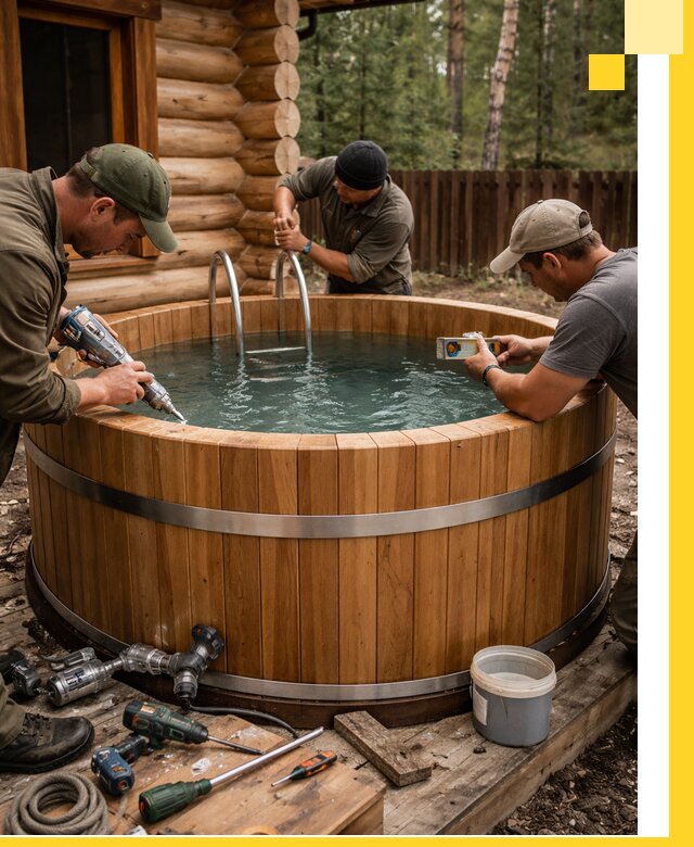 Строительство бань с купелью под ключ и отделкой в Бирске