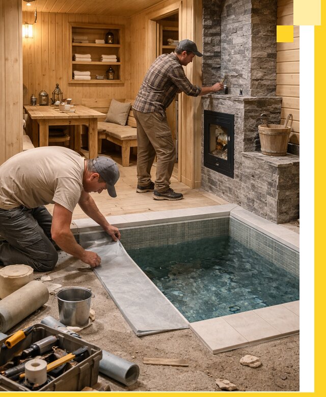 Строительство бань с комнатой отдыха под ключ в Бирске