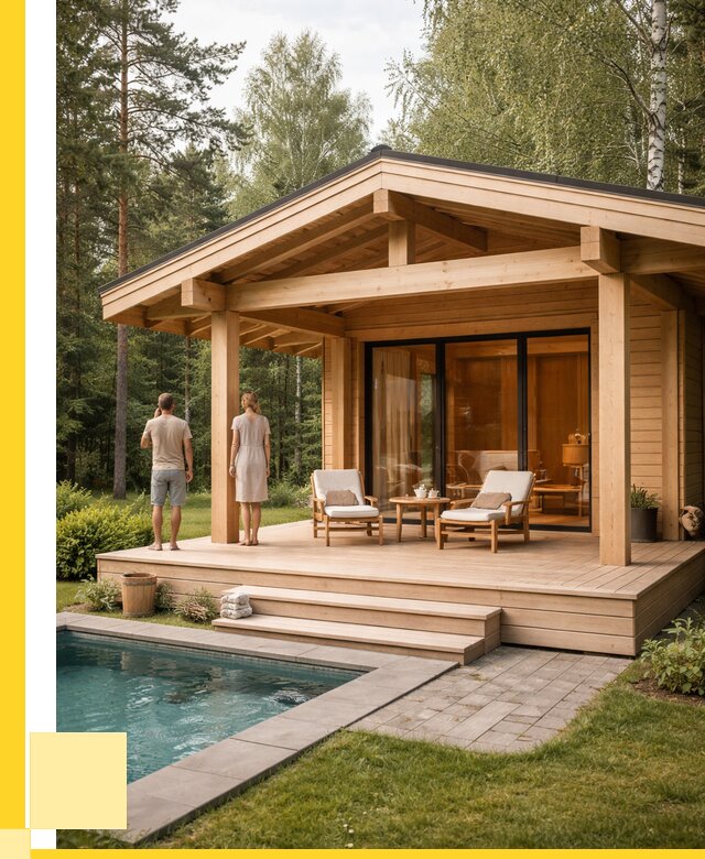 Бани с террасой под ключ в Бирске от 623640 р. | ЭриданБрк