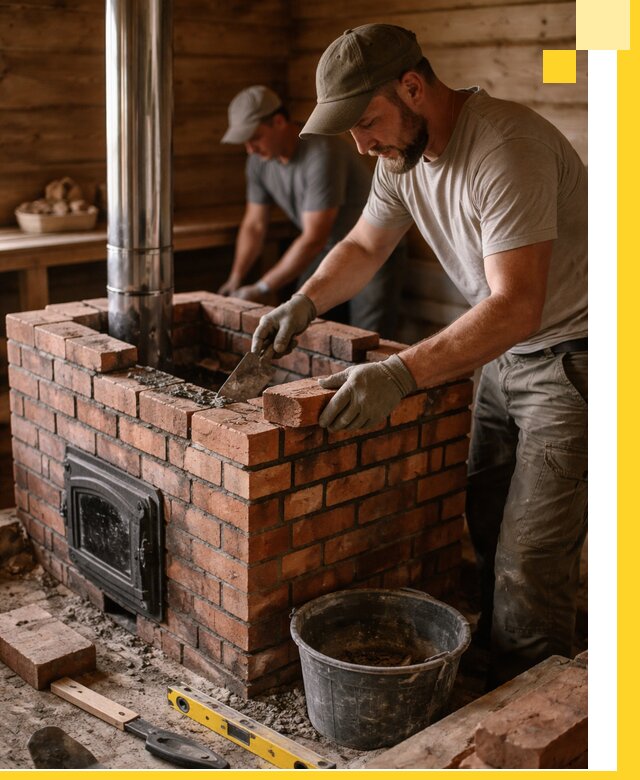 Кирпичные печи для бани под ключ в Бирске, проект и монтаж