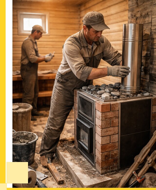 Монтаж печи в бане под ключ в Бирске от 20788 р. | ЭриданБрк