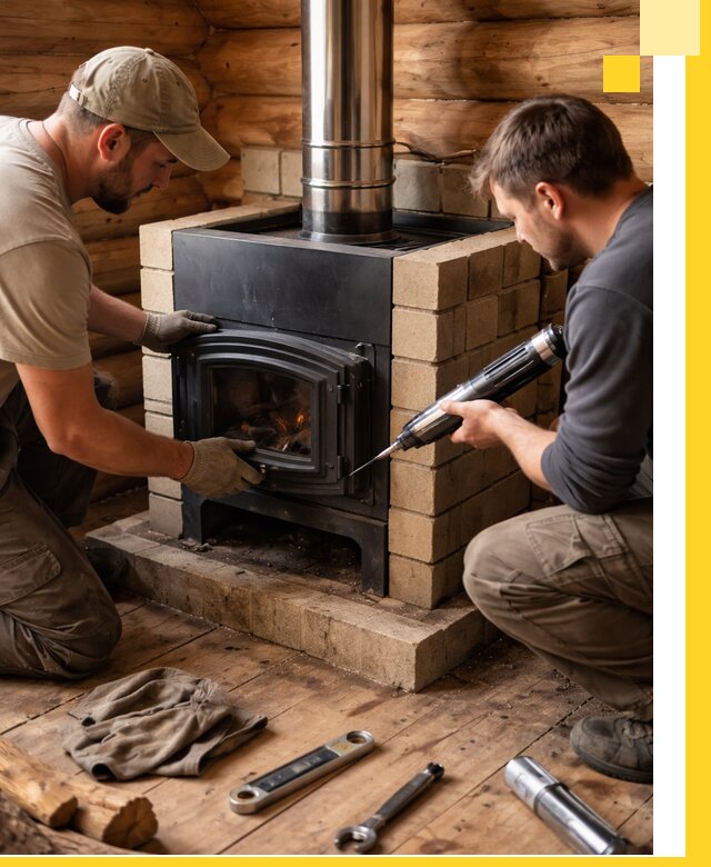 Монтаж и установка печи в бане под ключ с гарантией в Бирске