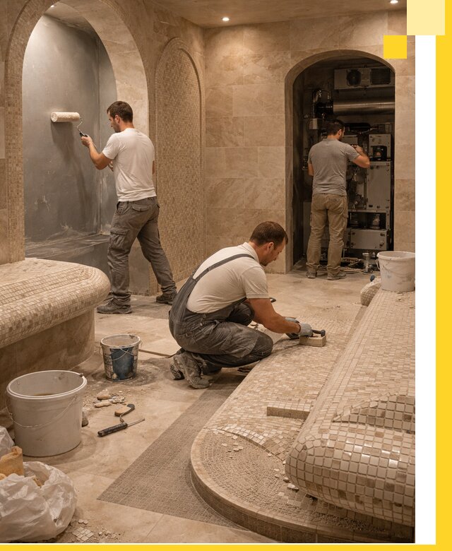 Строительство бани с хамамом и бассейном под ключ в Бирске