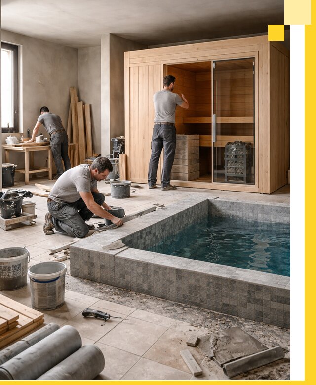 SPA зоны под ключ с бассейном сауной и печью в Бирске